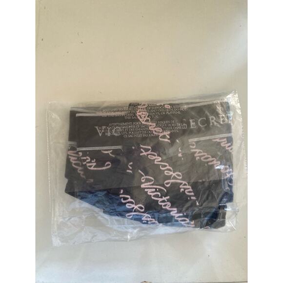 Victoria's Secret Women's Panties Size L Black Logo Script Cotton Thong - Picture 3 of 4